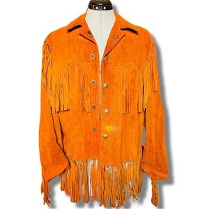 Vintage Fringe Cognac Leather Jacket